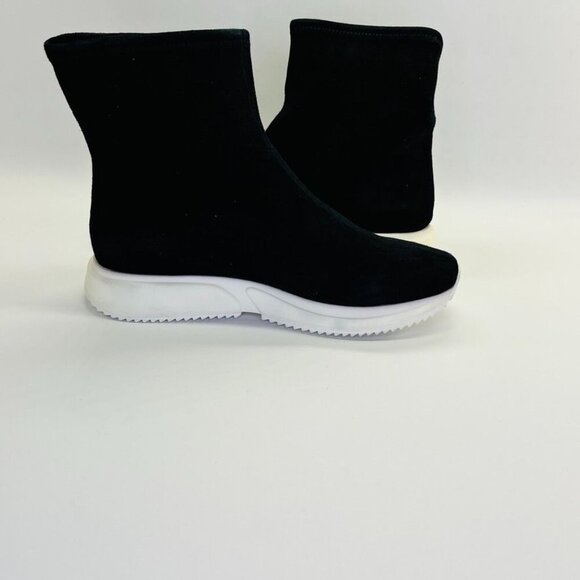 Stuart Weitzman Margo Bootie Size 7 Suede Sock Sneaker Platform Sole Black White - Picture 5 of 11